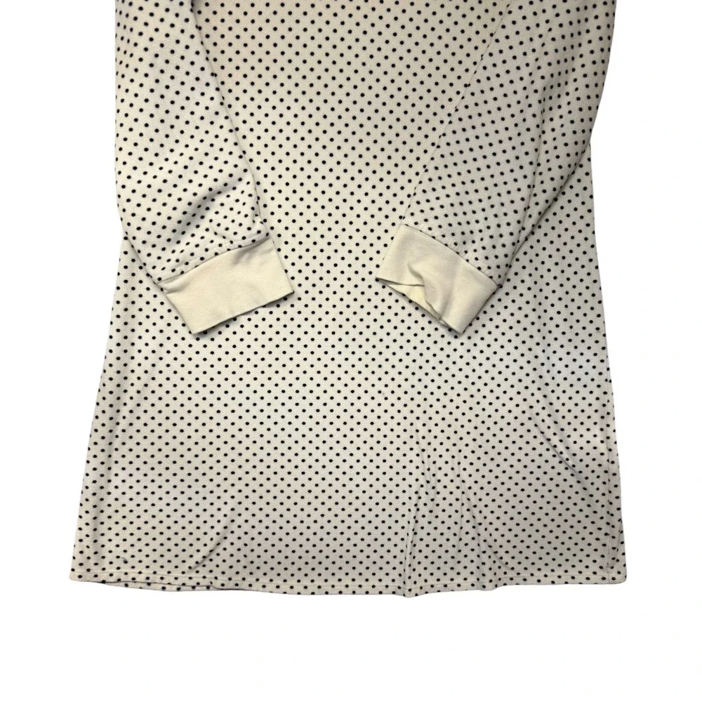 Nautica Sleepwear Womens Small Cream Polka Dot Long Sleeve Fleece Nightgown